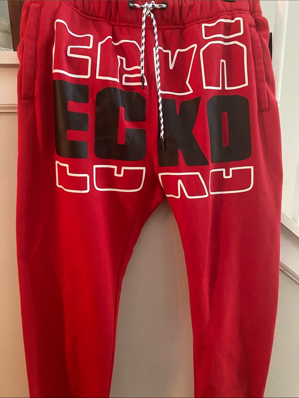 Ecko Unlimited Red Jogger Sweatpants with Black Logo